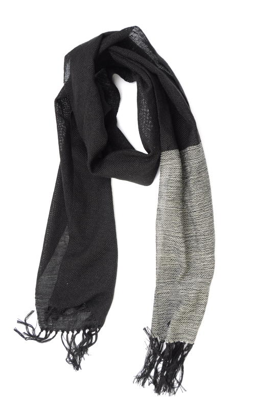 black, white and grey scarf for men