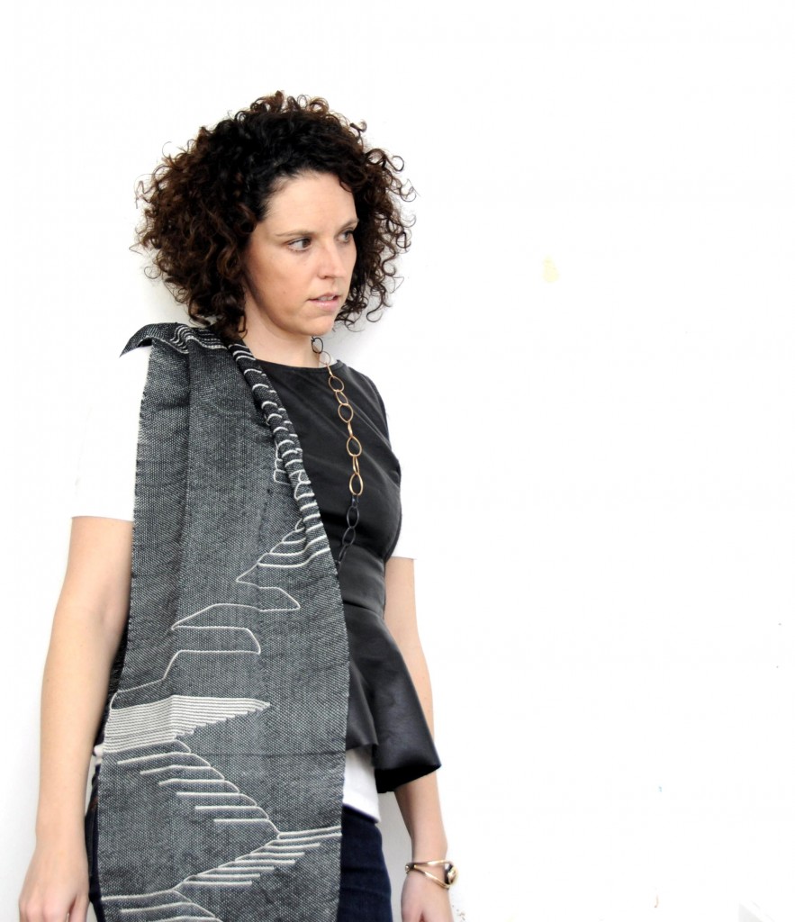 black and white handwoven cotton scarf by Amber Kane