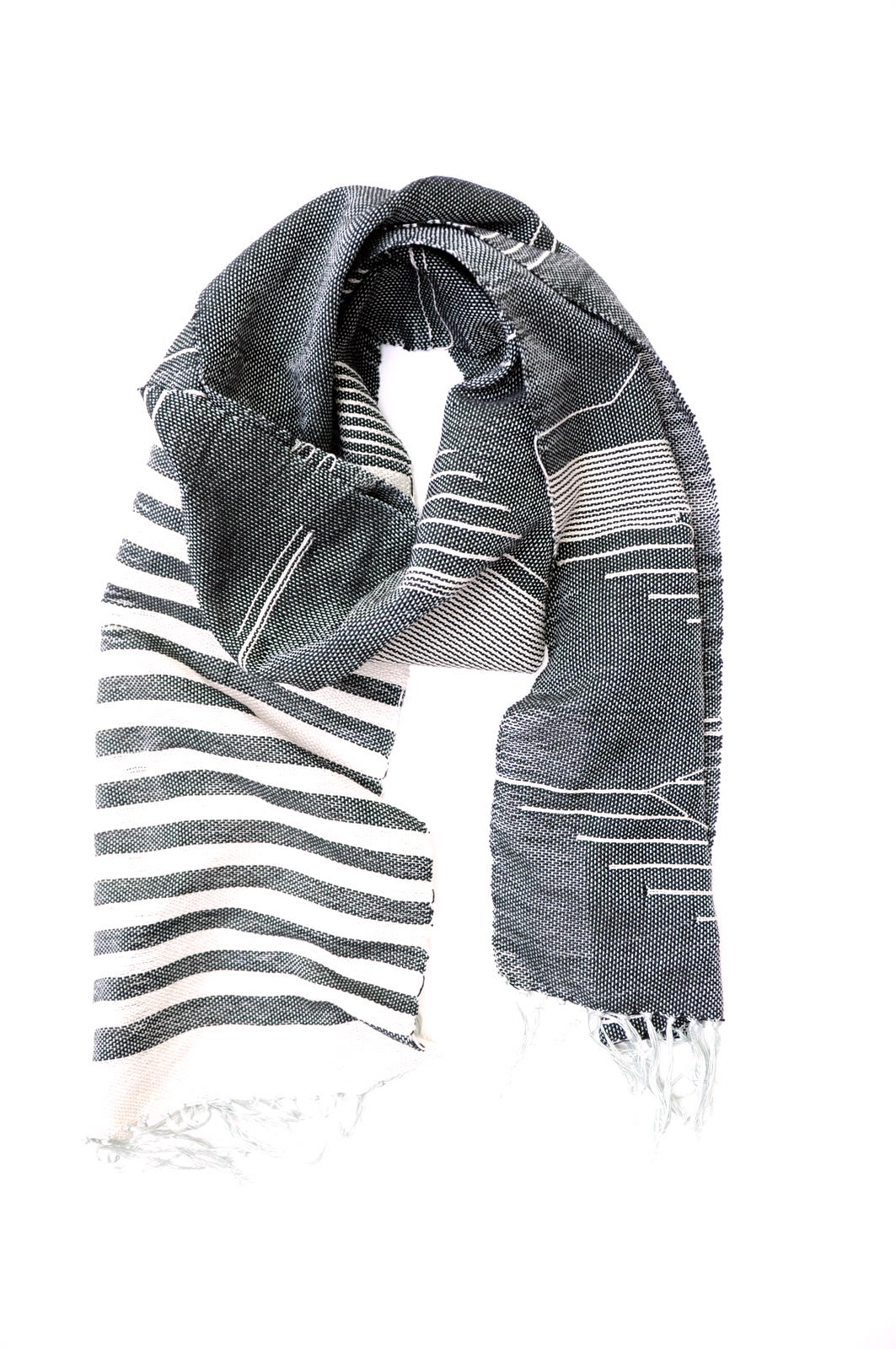black and white woven scarf by amber kane